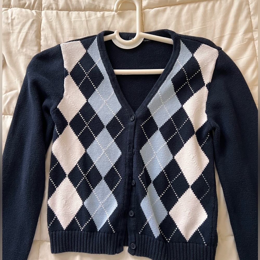 Brandy Melville blue argyle cardigan